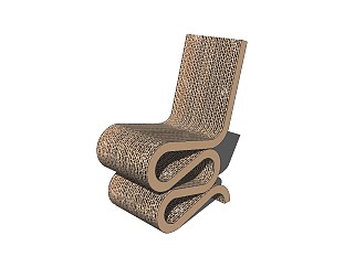 精品现代室内木质座椅 座凳su模型
